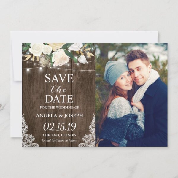 Rustic Country Romantic Chic Save the Date Photo