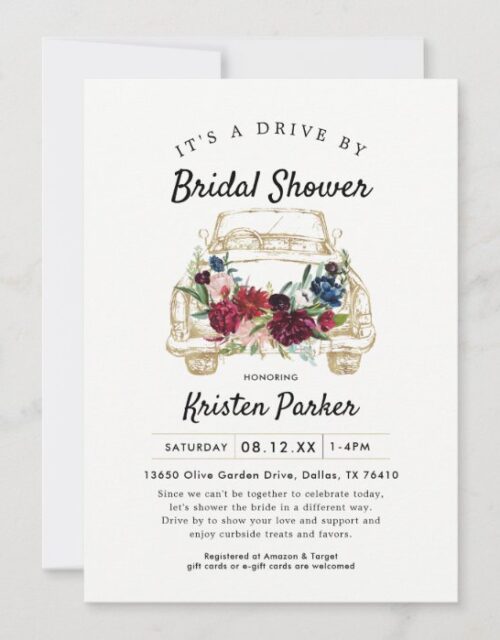 Rustic Drive By Bridal Shower Invitation