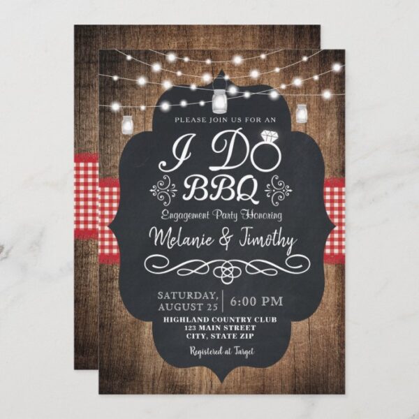 Rustic I Do BBQ Country Engagement Invitations