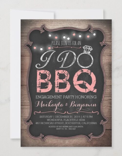 rustic I do BBQ engagement party invitation