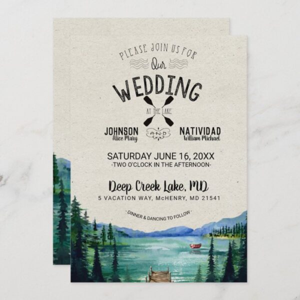 Rustic Lakeside Wedding Invitation