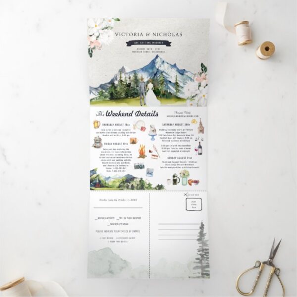 Rustic Mountain Wedding | Tri-Fold Invitation