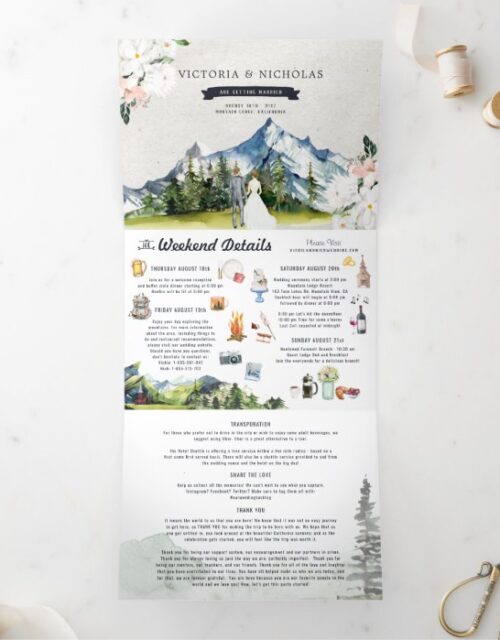 Rustic Mountain Wedding | Tri-Fold Invitation