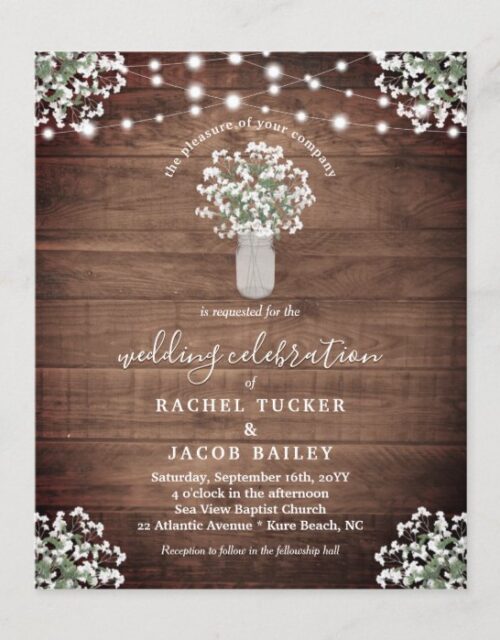 Rustic String Lights Mason Jar Wedding Invitation