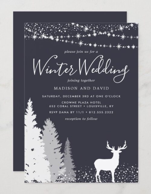 Rustic Winter Deer Woodland Wedding Invitation