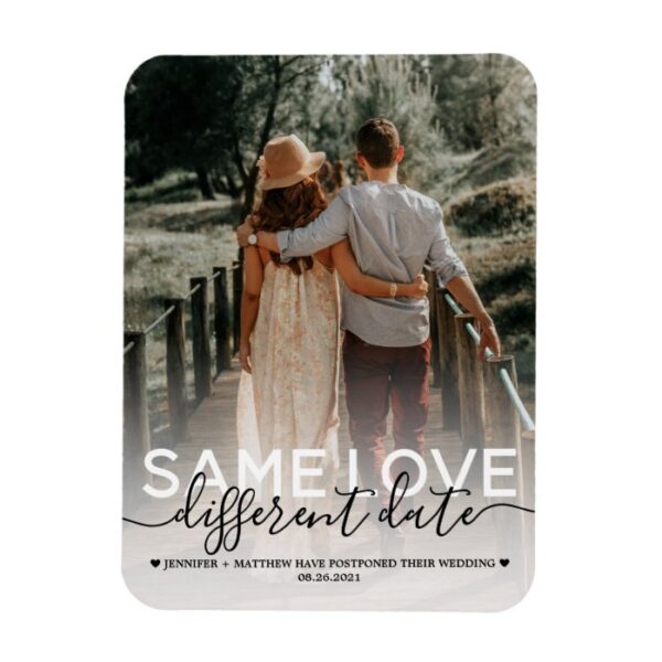 Same Love Different Date Wedding Typography Photo Magnet