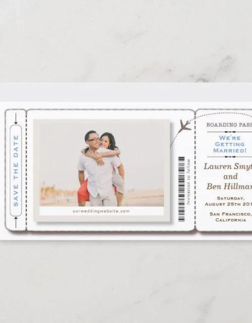 Save the date Boarding Pass Photo Card