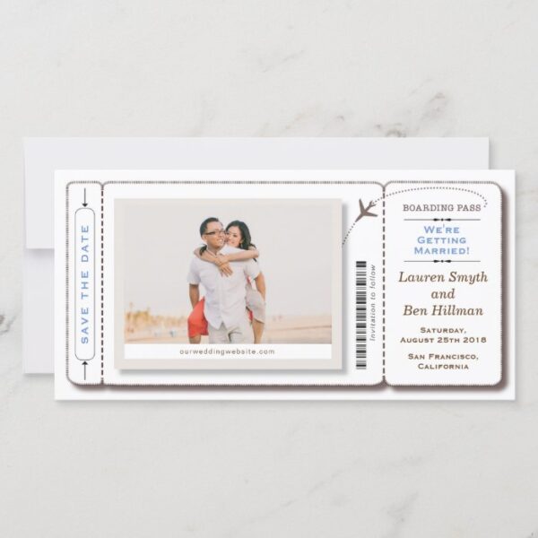 Save the date Boarding Pass Photo Card