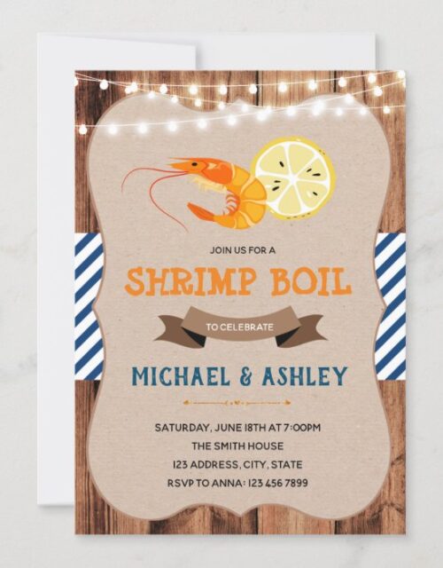 Shrimp boil theme party invitation