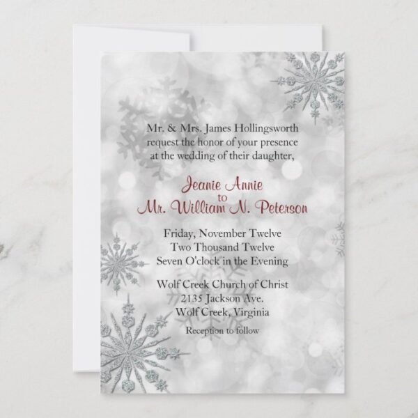 Silver Snowflakes Winter Wedding Invitation