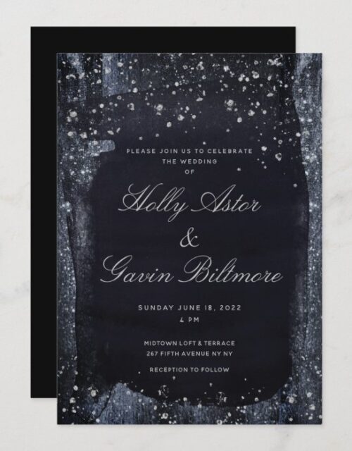 Silver Starry Night Wedding Invitation Suite