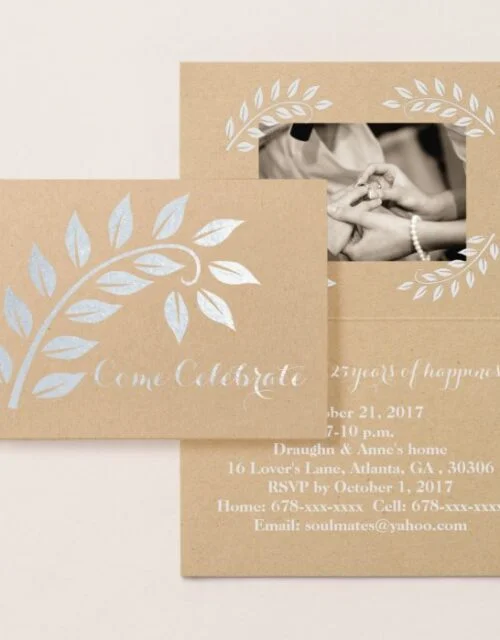 Silver Wedding Anniversary Custom Photo Invitation