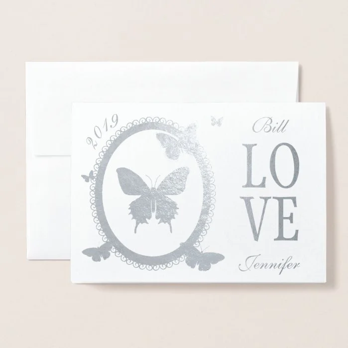 Simple and fun foiled wedding invite