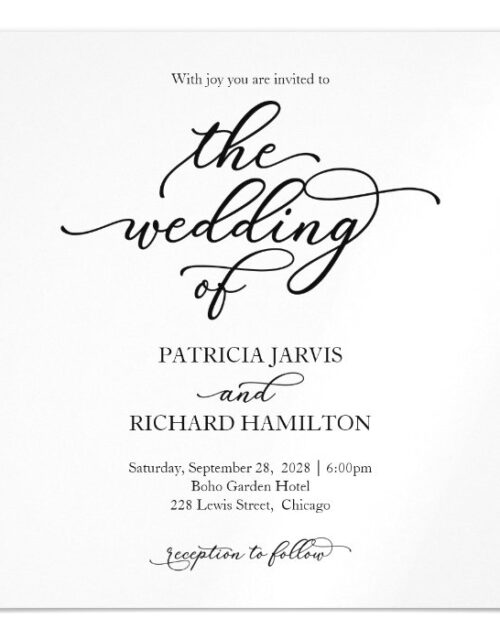Simple Chic Black and White Wedding Invitations