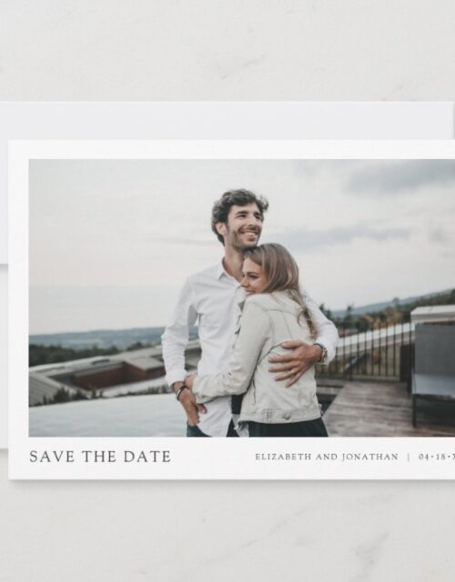 Simple Chic Wedding Save the Date Card with Photo