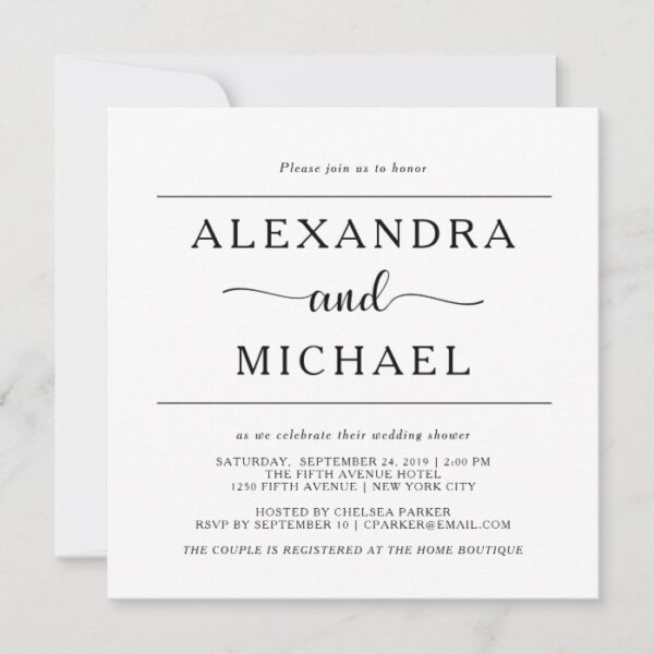 Simple Elegance | Black and White Couples Shower Invitation
