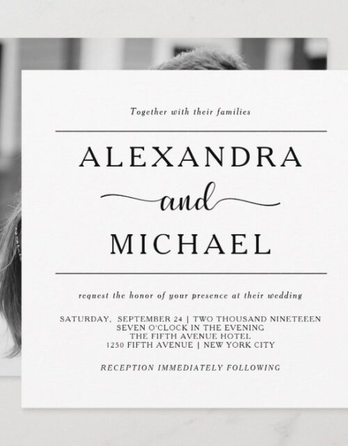 Simple Elegance | Black and White Photo Wedding Invitation