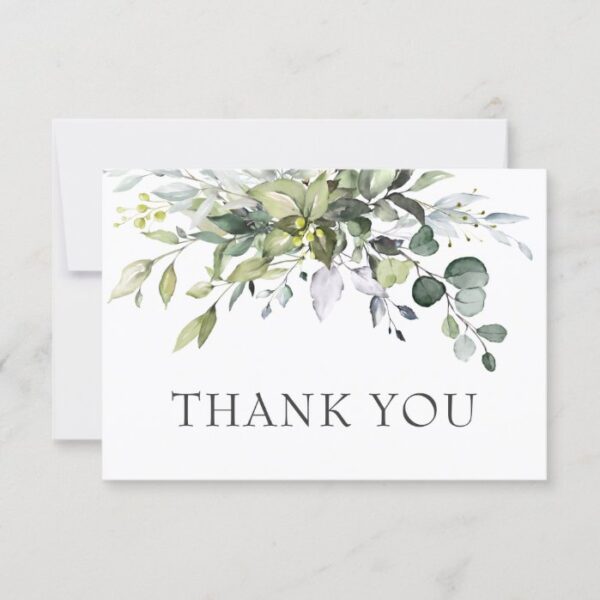 Simple Elegant Eucalyptus Watercolor Greenery Thank You Card