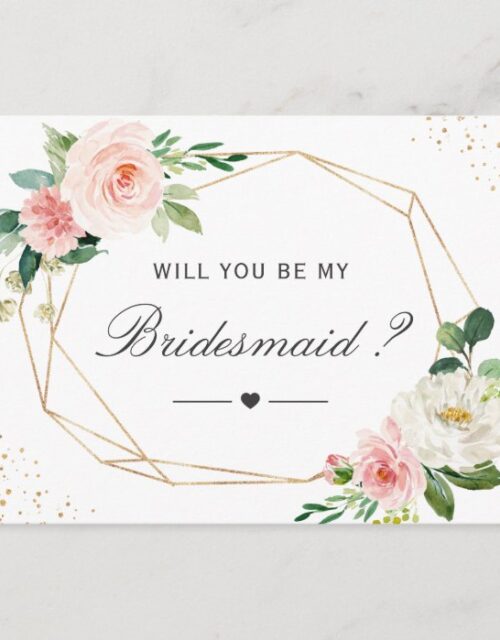Simple Elegant Floral Be My Bridesmaid Proposal Invitation Postcard