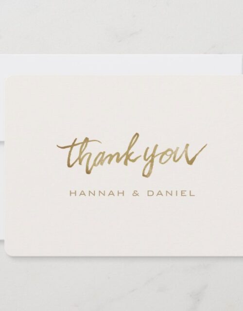 Simple Elegant Modern Typography Gold Wedding Thank You Card