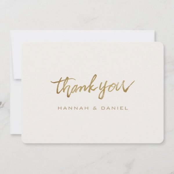 Simple Elegant Modern Typography Gold Wedding Thank You Card