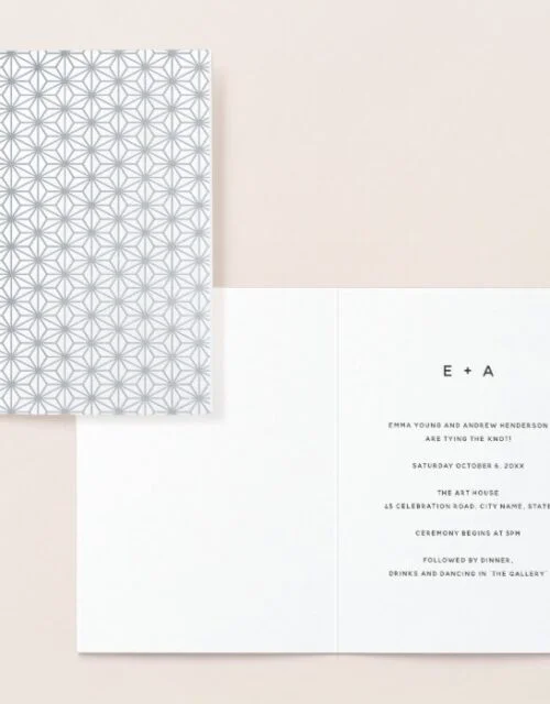 Simple Geometric Pattern Silver Wedding Invitation