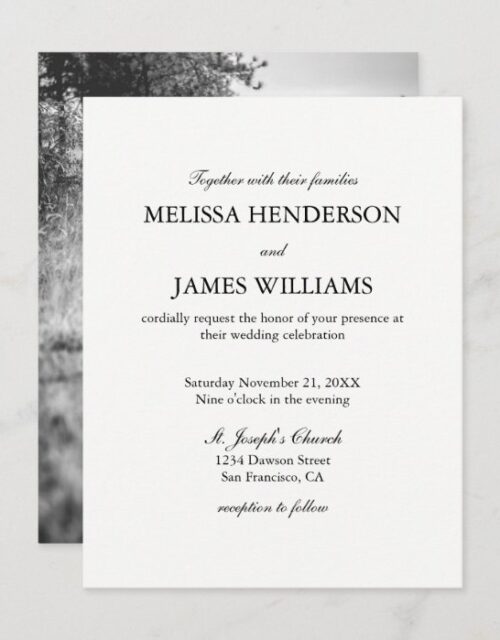 Simple Minimalist Photo Wedding Invitation