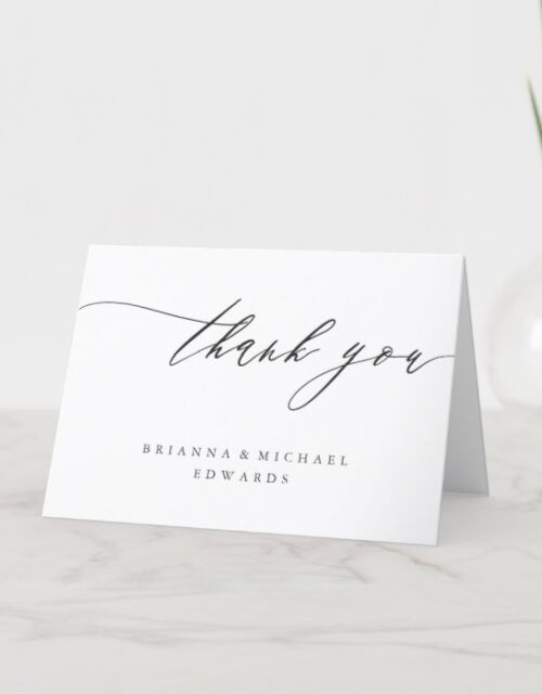 Simple Modern Calligraphy Folded Thank You Card