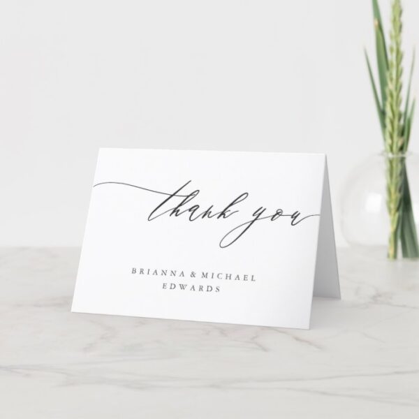 Simple Modern Calligraphy Folded Thank You Card