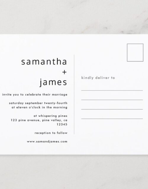 Simple Modern Minimal Photo Wedding Invitation Postcard