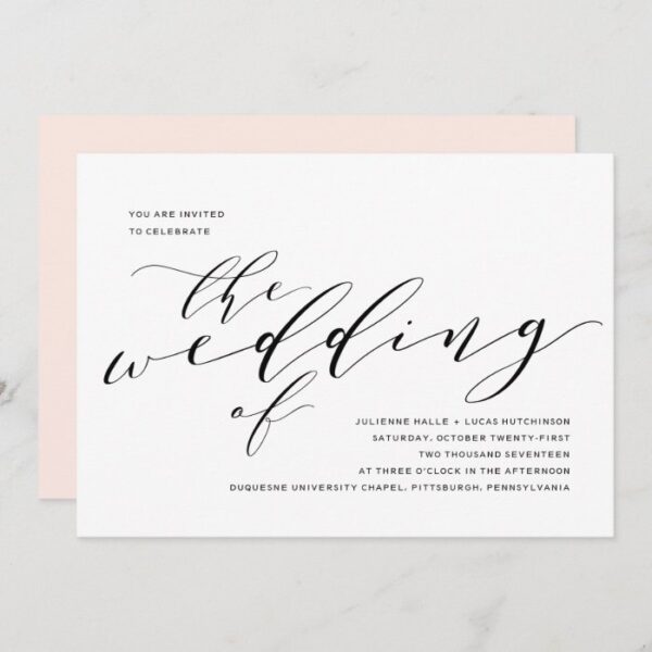 Simple Romance Calligraphy Wedding Invitation