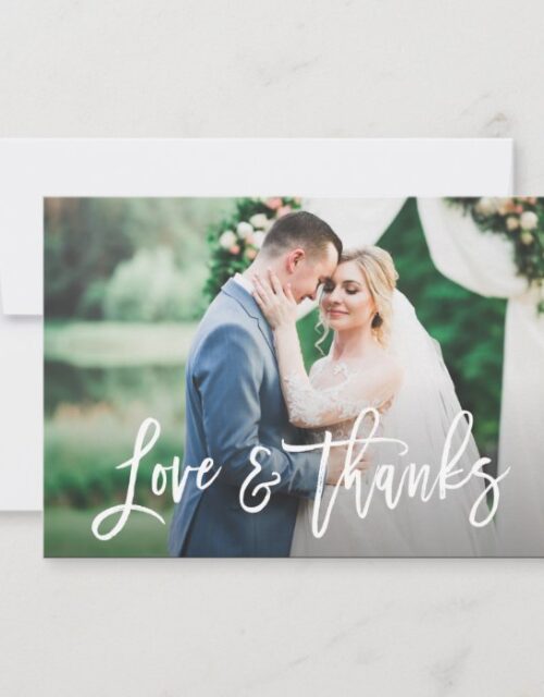 simple rustic thank you wedding photo card