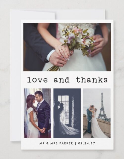 Simple Typewriter Text Wedding Thank You | 4 Photo