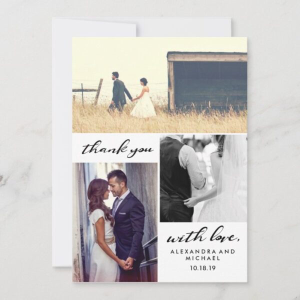 Simple Typography | Three Photo Wedding Thank You