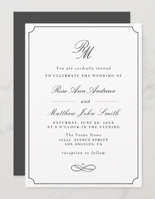 simple typography wedding invitation