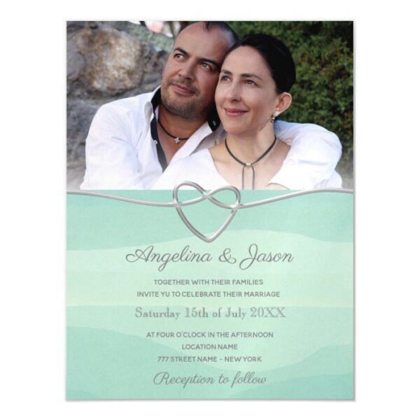Simple Watercolor Mint Wedding Magnetic Invitation