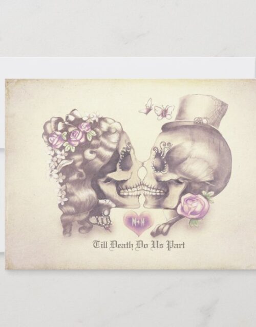 Skull Couple Day of the Dead Wedding Invitations