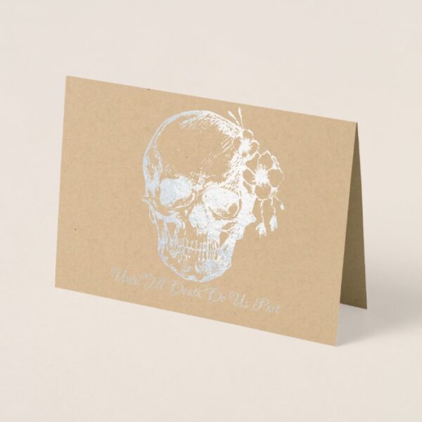 Skull with flowers Silver Foil Wedding Invitations