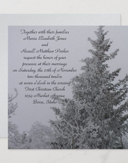 Snow Covered Winter Pine Wedding Invitation