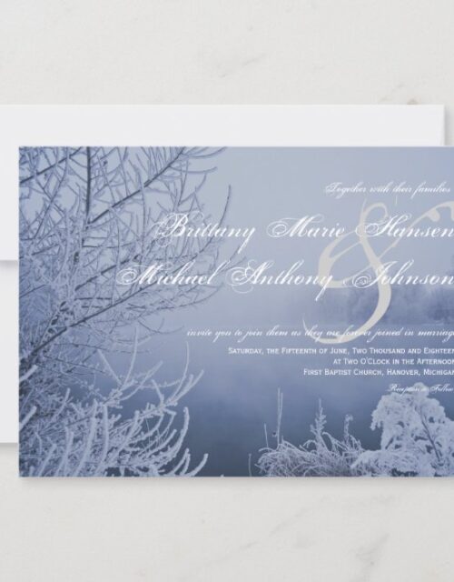 Snow Ice Lake Scene Winter Wedding Invitations
