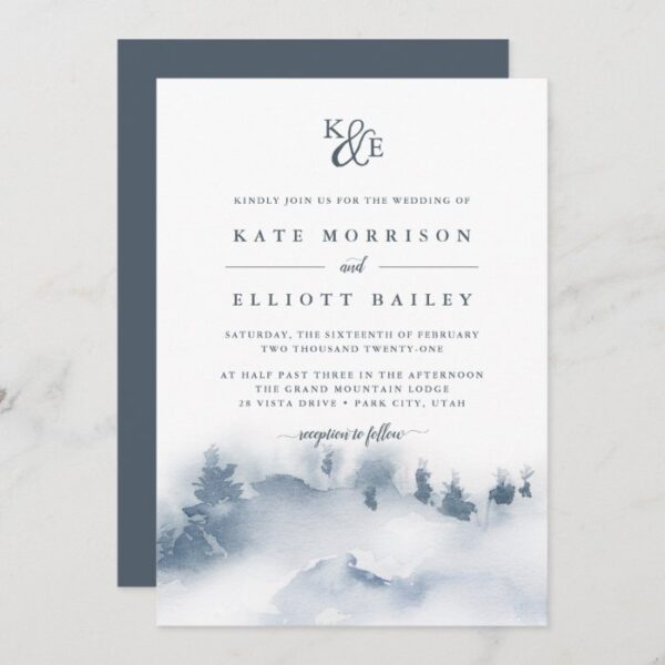 Snowbound | Monogram Wedding Invitation
