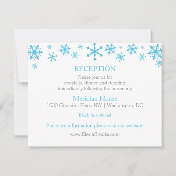 Snowflakes Winter Wedding Reception Cards