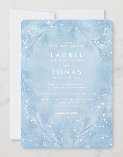 Snowy Forest Blue Winter Wedding Invitations