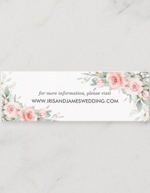 Soft Blush Pink Floral Wedding Website Card Mini