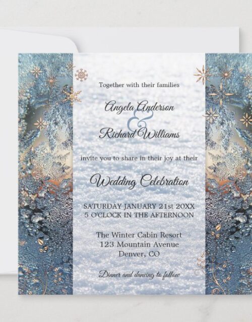 Sparkling Ice Crystals Winter Wedding Invitation
