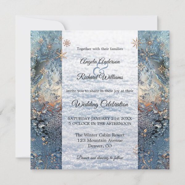 Sparkling Ice Crystals Winter Wedding Invitation