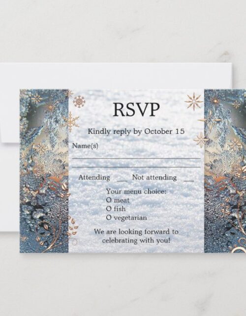 Sparkling Ice Crystals Winter Wedding RSVP Card