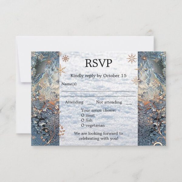 Sparkling Ice Crystals Winter Wedding RSVP Card