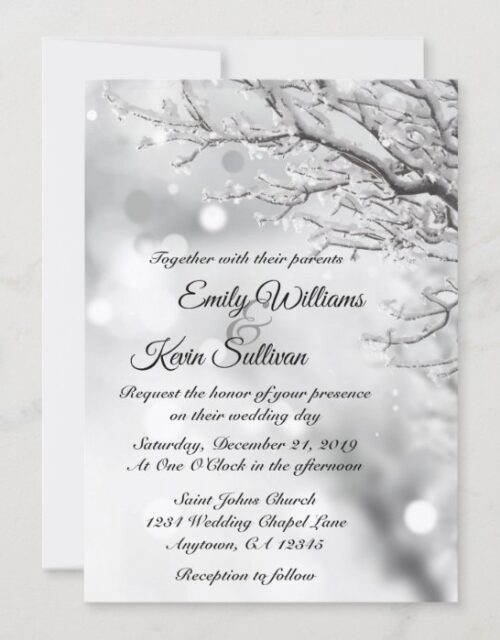 Sparkling Snow and Ice Winter Wedding Invitation