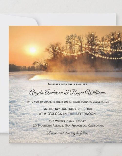 Sparkling String Lights Winter Wedding Invitation